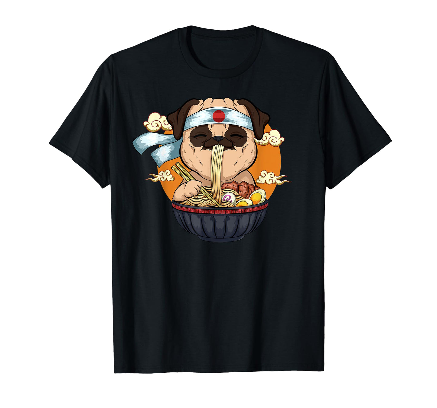 Japanese Ramen Pug Design Kawaii Anime Pug Dog Ramen Noodles T-Shirt