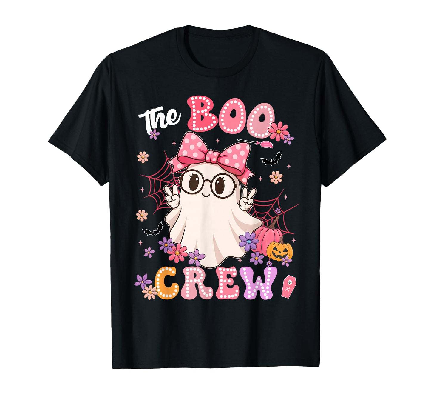 The Boo Crew Cute Ghost Coquette Halloween Costumes Girl T-Shirt