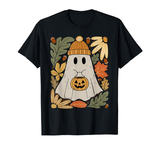 Wildflower Ghost Spooky Season Halloween Pumpkin Vintage T-Shirt