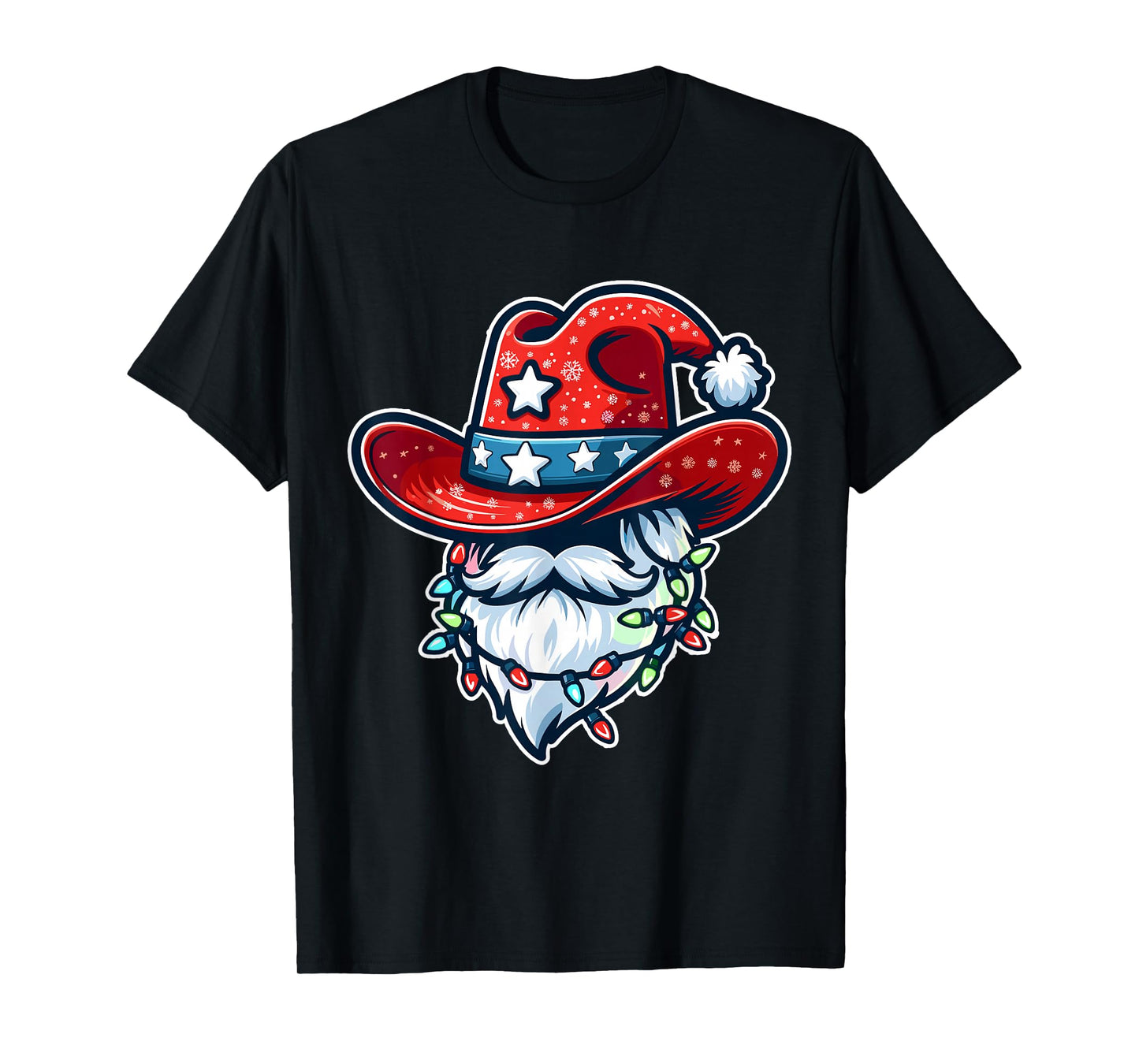 Cowboy Santa Hat Xmas Reindeer Rodeo Christmas In Texas T-Shirt