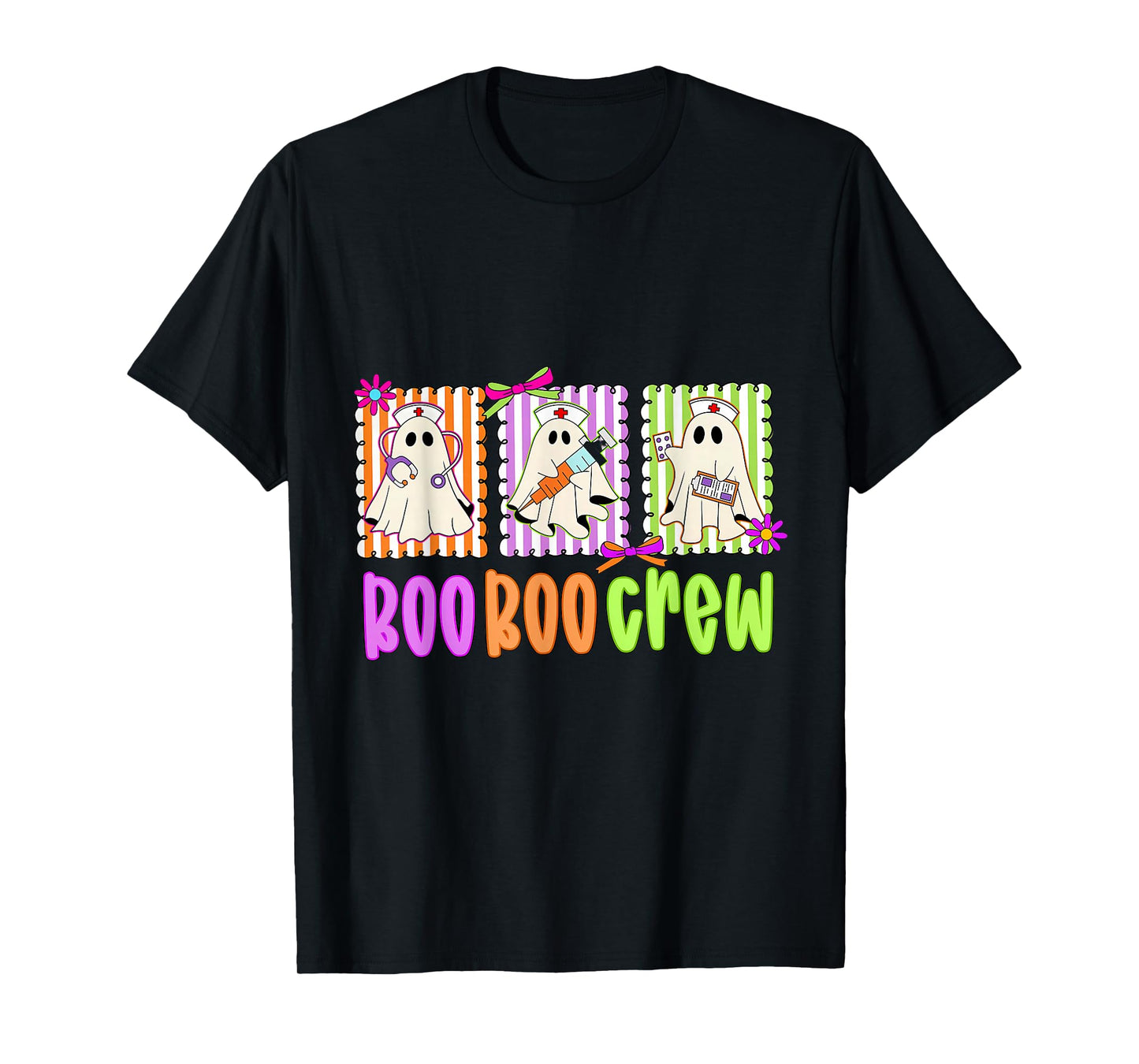 Ghost Nurse Halloween Pediatric Nurse Boo Boo Crew Funny T-Shirt
