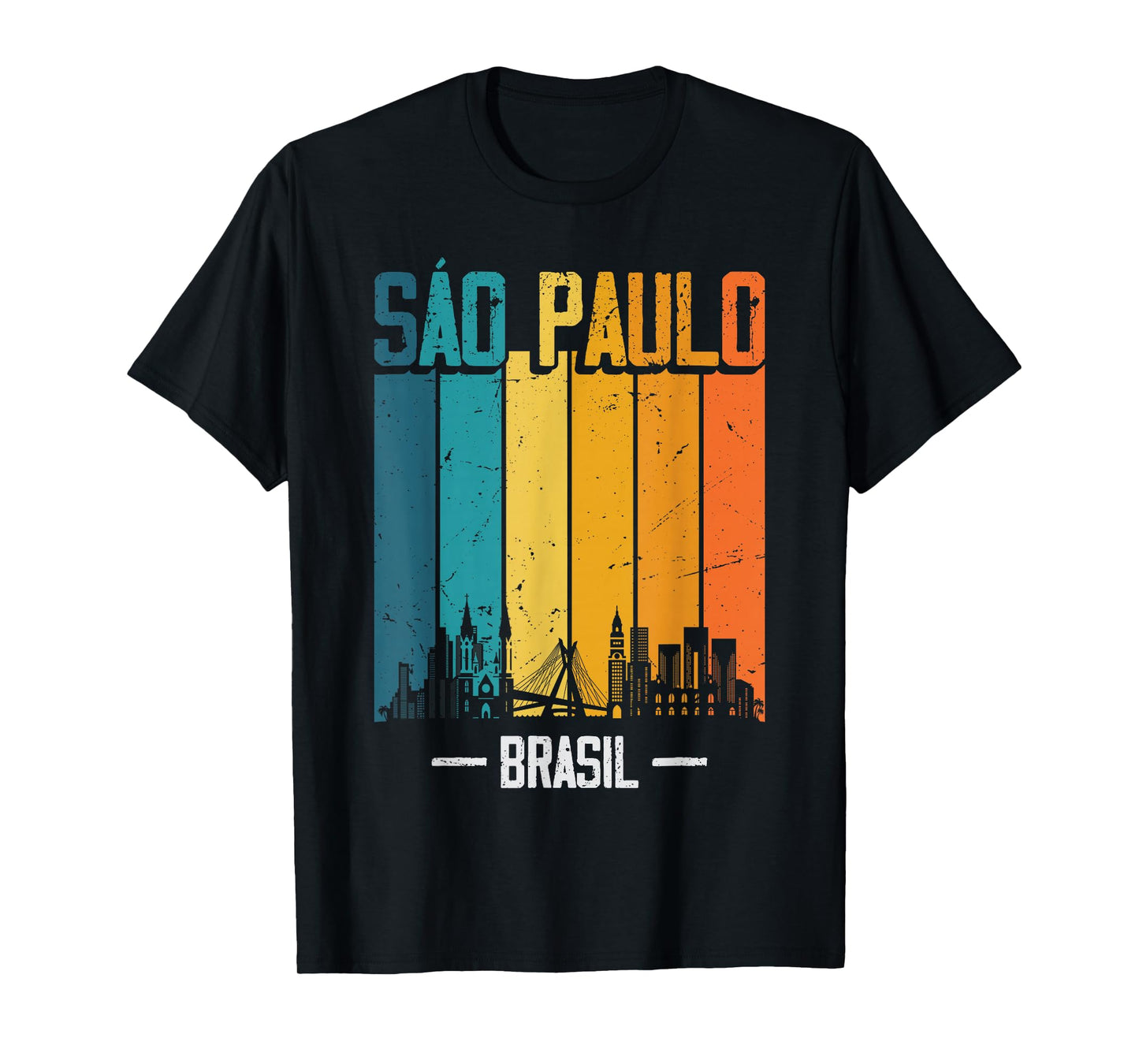 Sao Paulo Brasil Retro Vintage Sunset Skyline Sao Paulo T-Shirt
