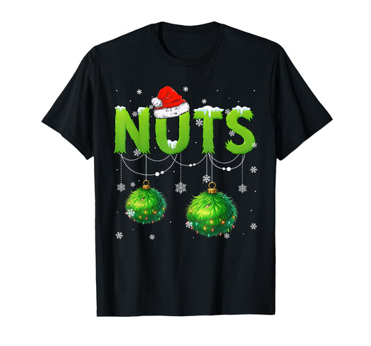 Funny Nuts Santa Hat Christmas Xmas Men Women T-Shirt