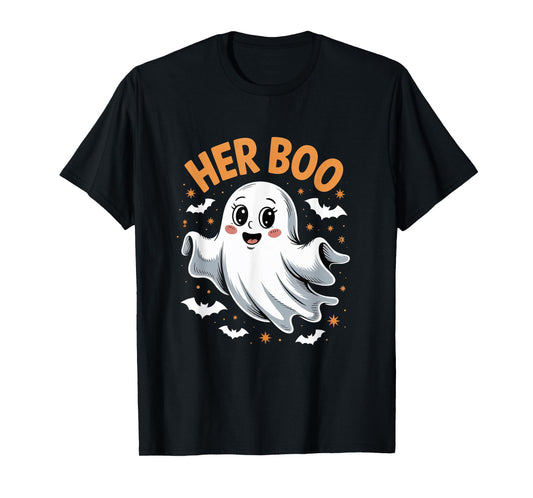 Her Boo Cute Ghost Funny Matching Halloween Design T-Shirt