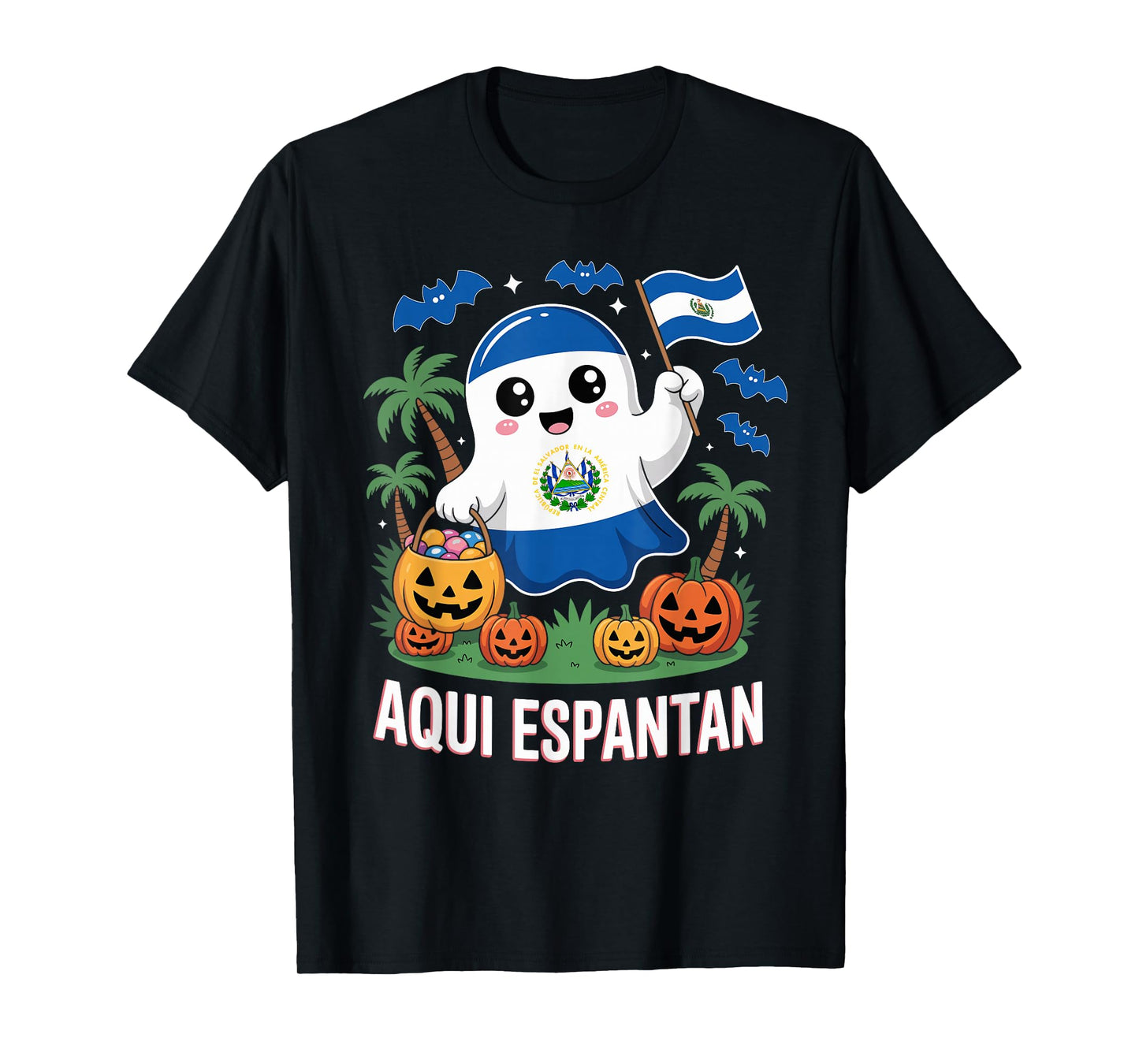 El Salvador Flag Culture Pride Aqui Espantan Halloween T-Shirt