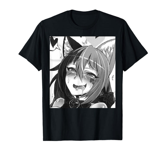 Otaku Ahegao Neko Cat Ears Anime/Weeb Lover T-shirt T-Shirt