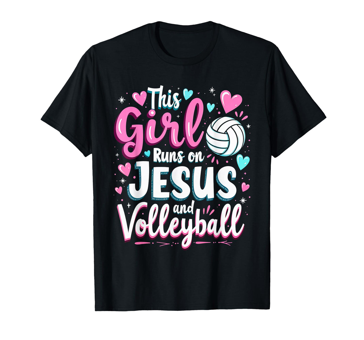 Christian Volleyball This Girl Runs On Jesus and Volleyball T-Shirt