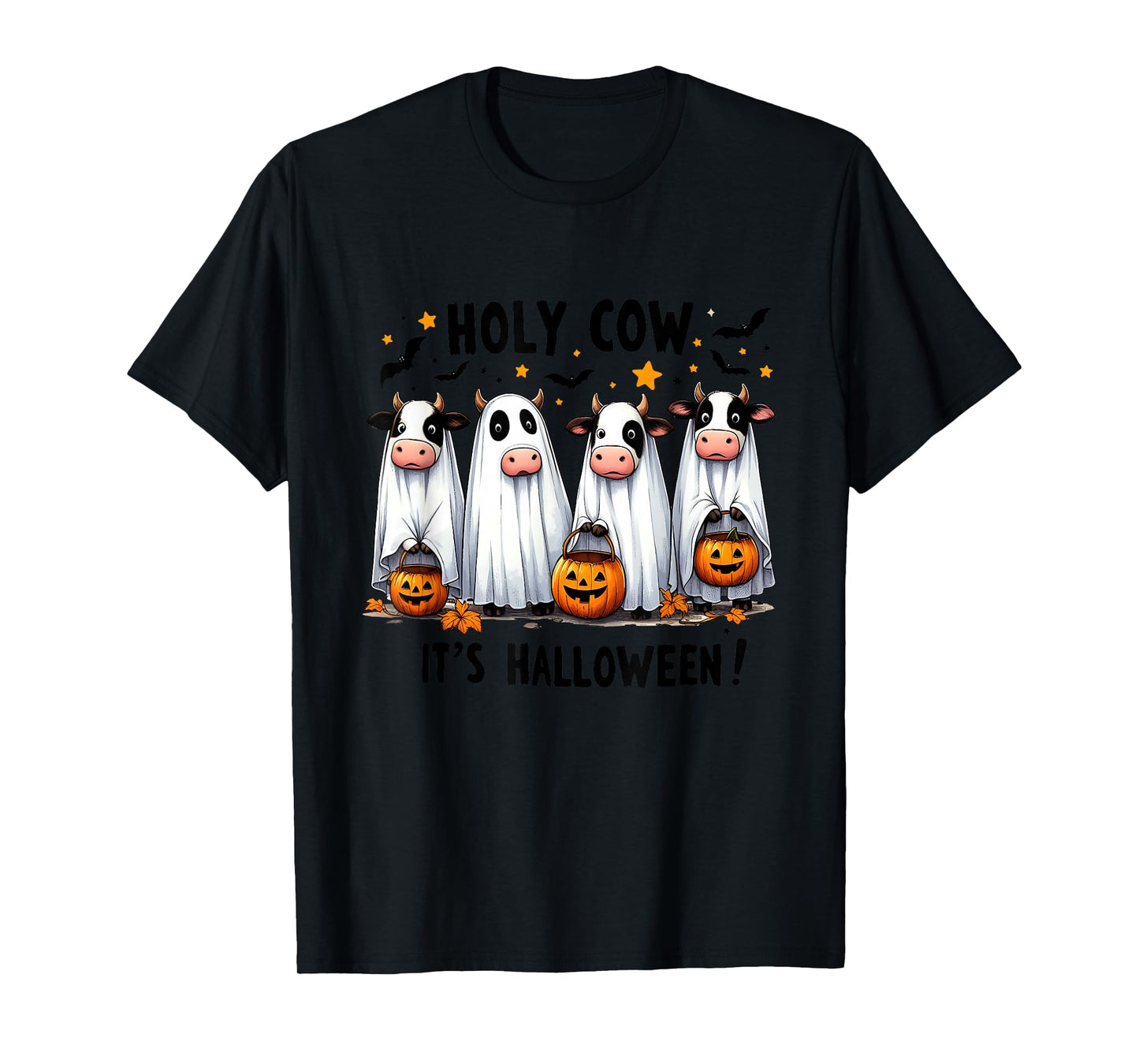Holy Cow It's Halloween Cute Cow Lover Ghost T-Shirt