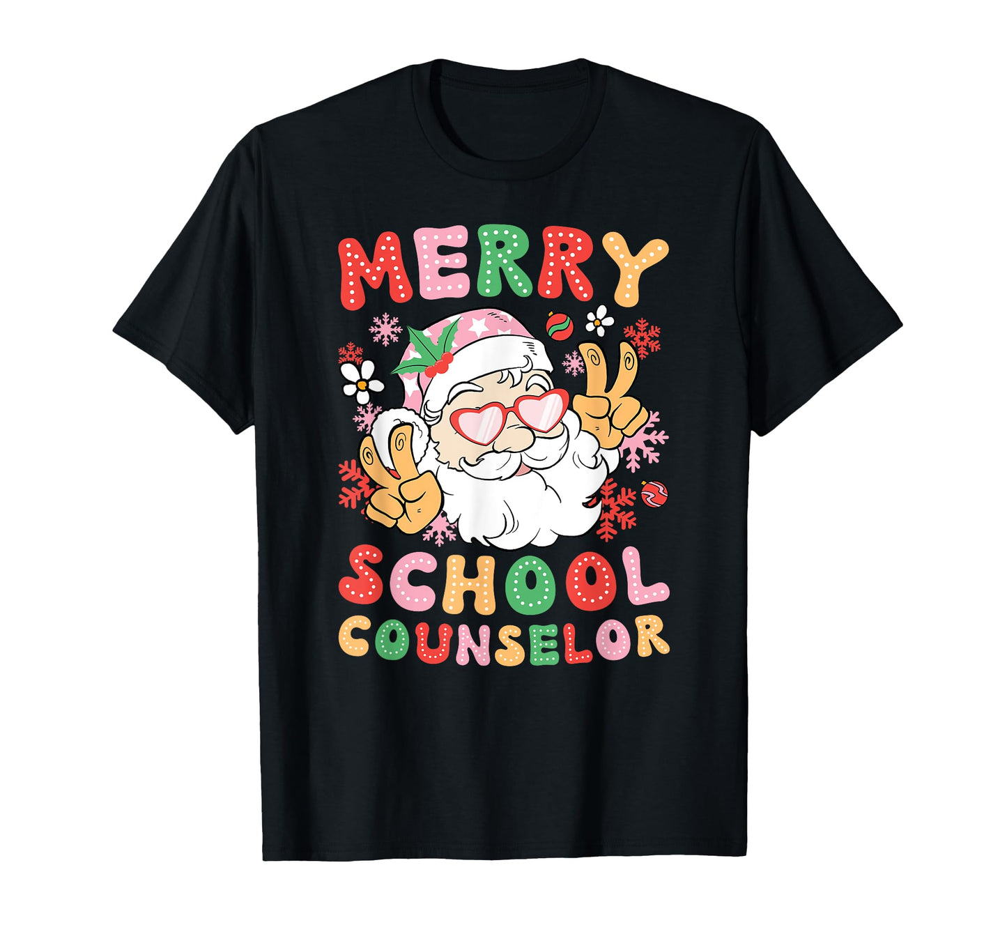 Merry School Counselor Christmas School Counseling Xmas T-Shirt