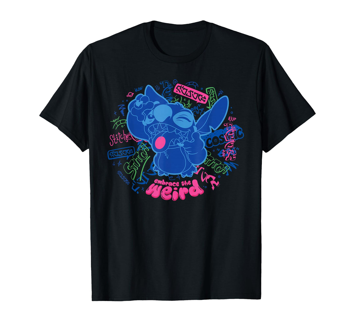 Disney Stitch Embrace the Weird Freestyle Alien Street Tags T-Shirt