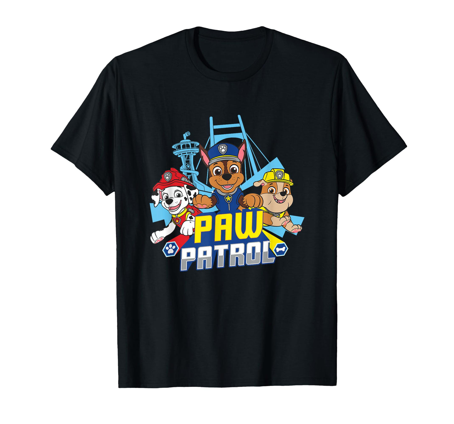 Paw Patrol Marshall Chase Rubble Bridge Badge Design T-Shirt