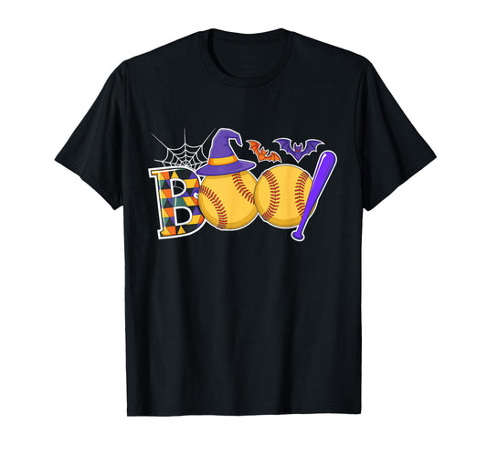 Softball Boo Creepy Halloween Costume Pumpkin Softball Lover T-Shirt