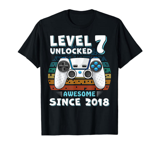 7 Year Old BDay Decorations Son Boy 7yr 2018 7th Birthday T-Shirt