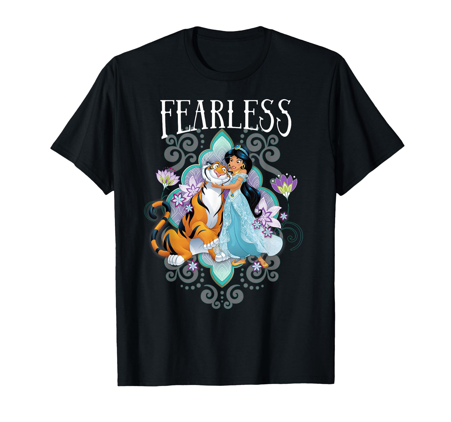 Disney Aladdin Jasmine and Rajah Fearless Mandala Portrait T-Shirt