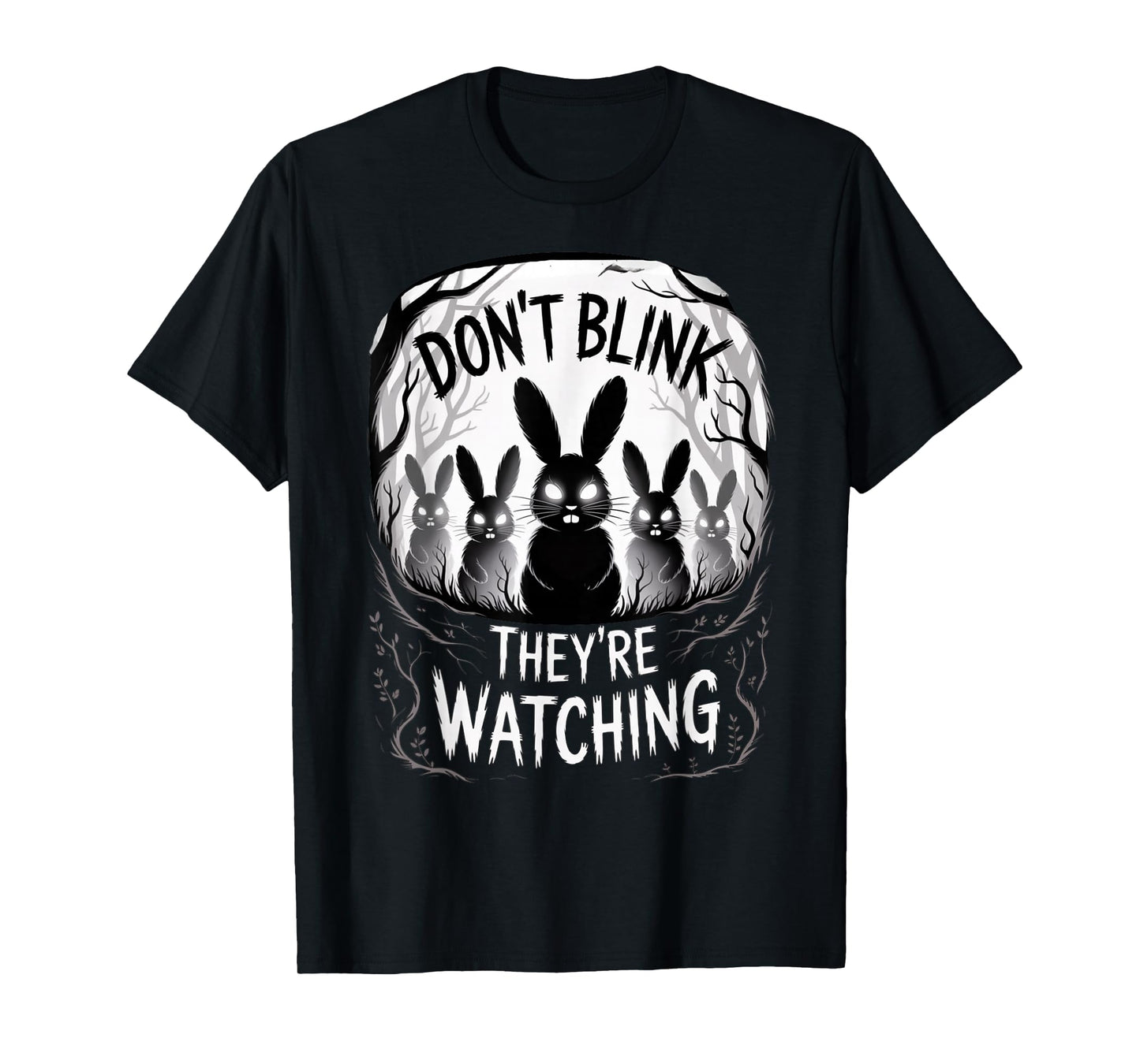 Bunny Horror Creepy Forest Watching Halloween Rabbit T-Shirt