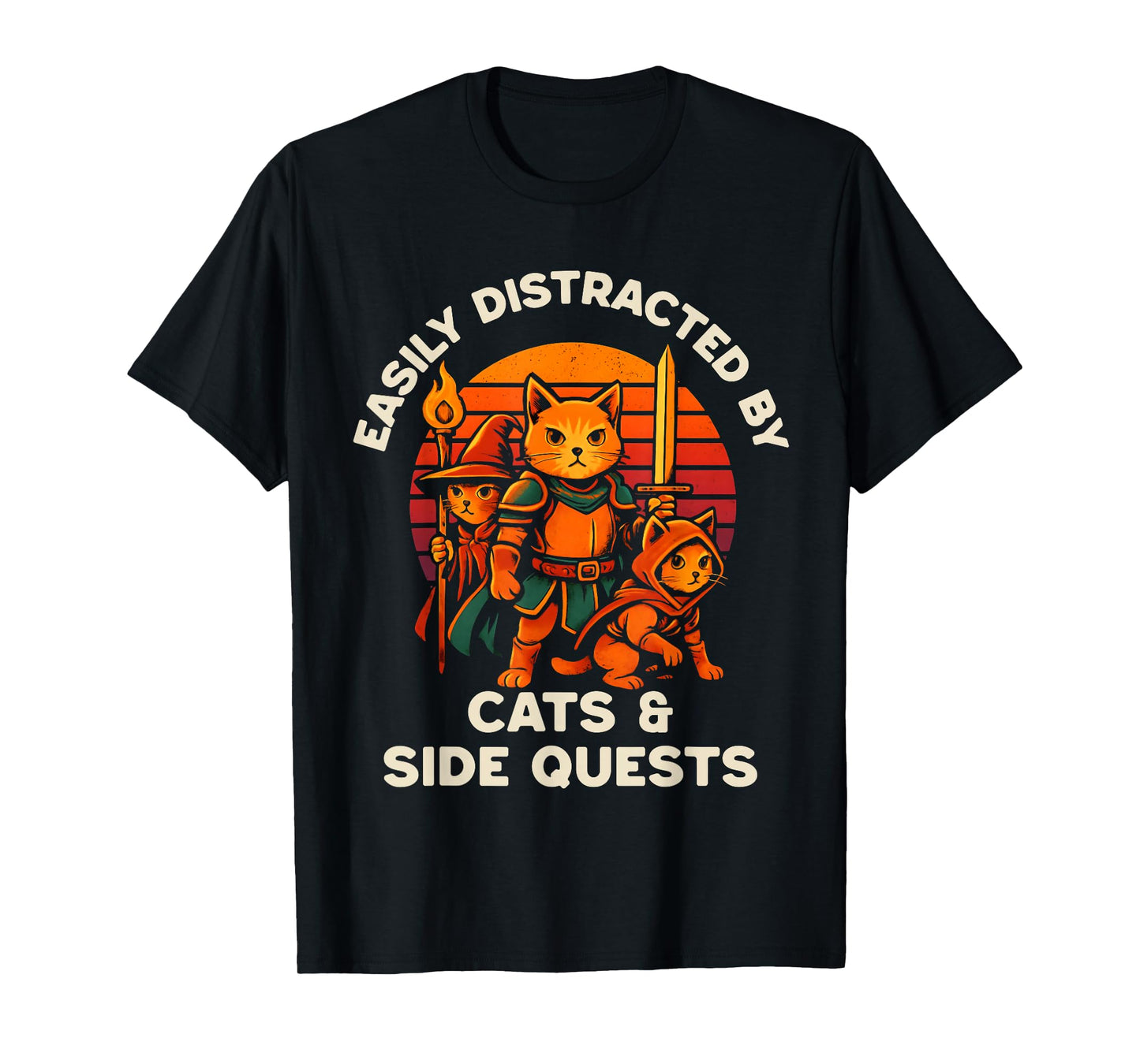 Cat Side Quest Funny Cats Tabletop Gamer Nerd Men Women Kids T-Shirt