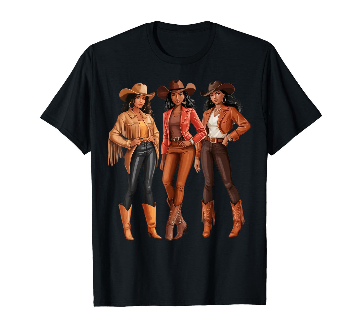Black African American Cowgirl Western Country Texas Rodeo T-Shirt
