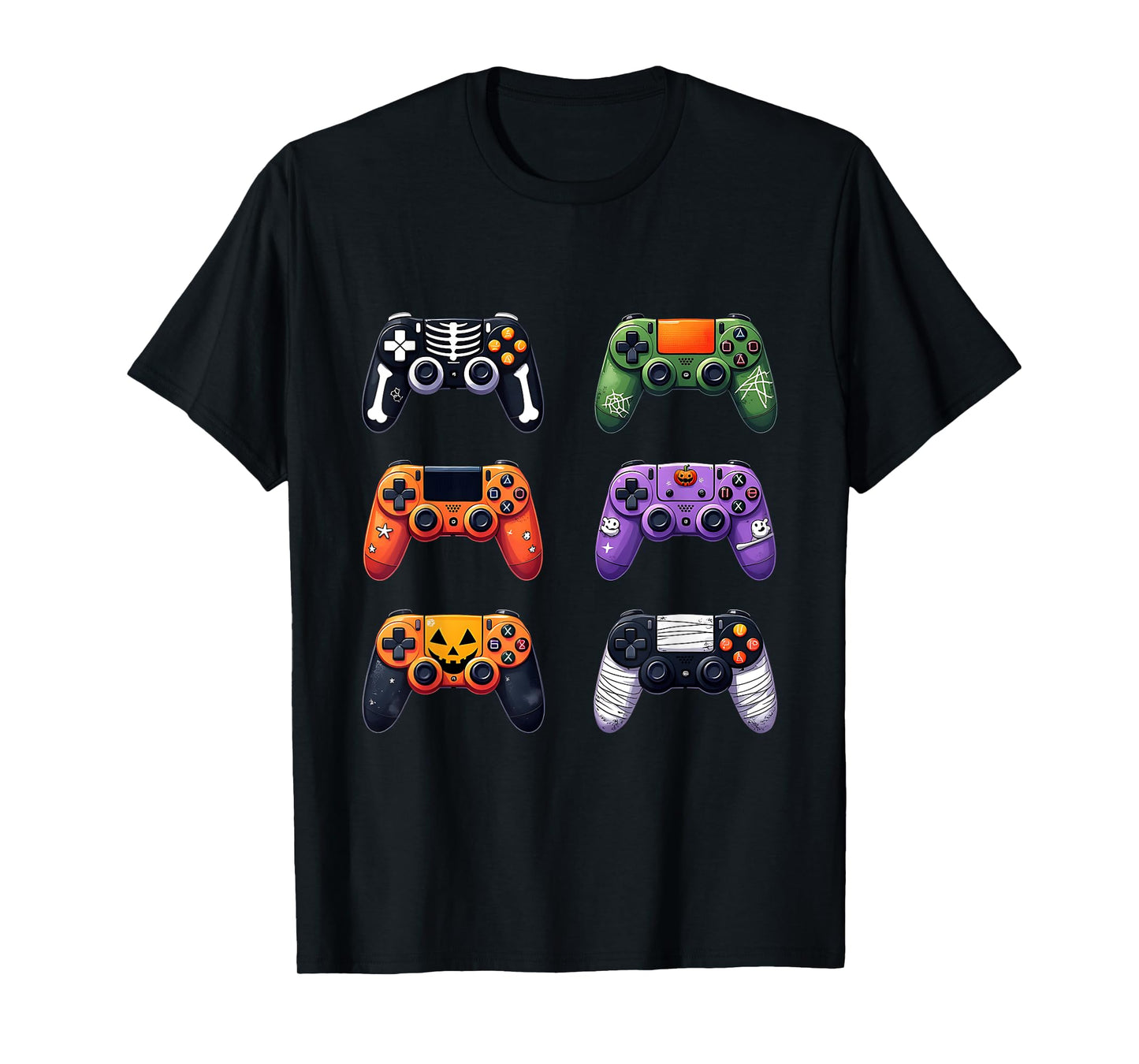 Video Game Bruh Retro Halloween Gaming Controller Skeleton T-Shirt