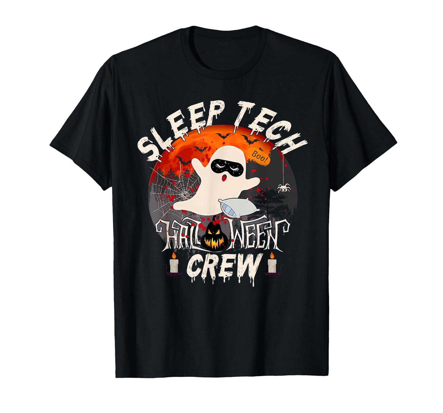Spooky Sleep Tech Boo Crew Sleep Technician Halloween T-Shirt