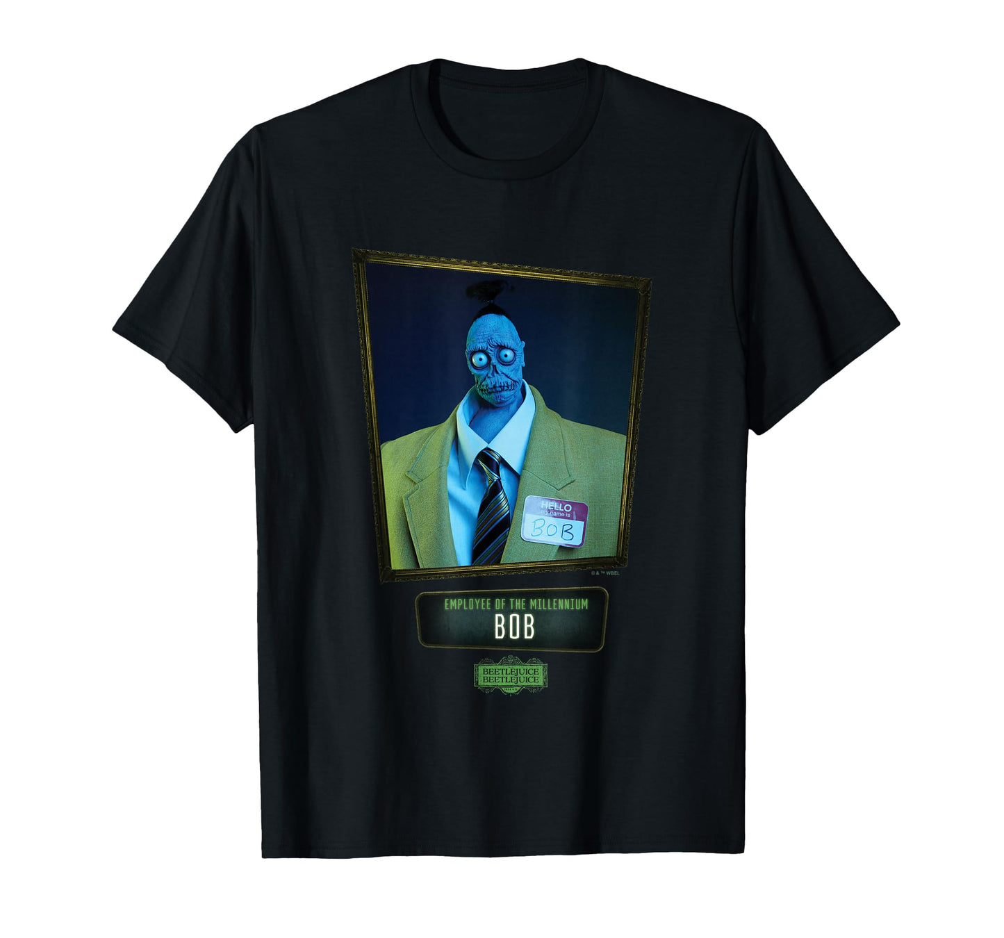 Beetlejuice Beetlejuice Employee Of The Millennium Bob T-Shirt, Small, Black