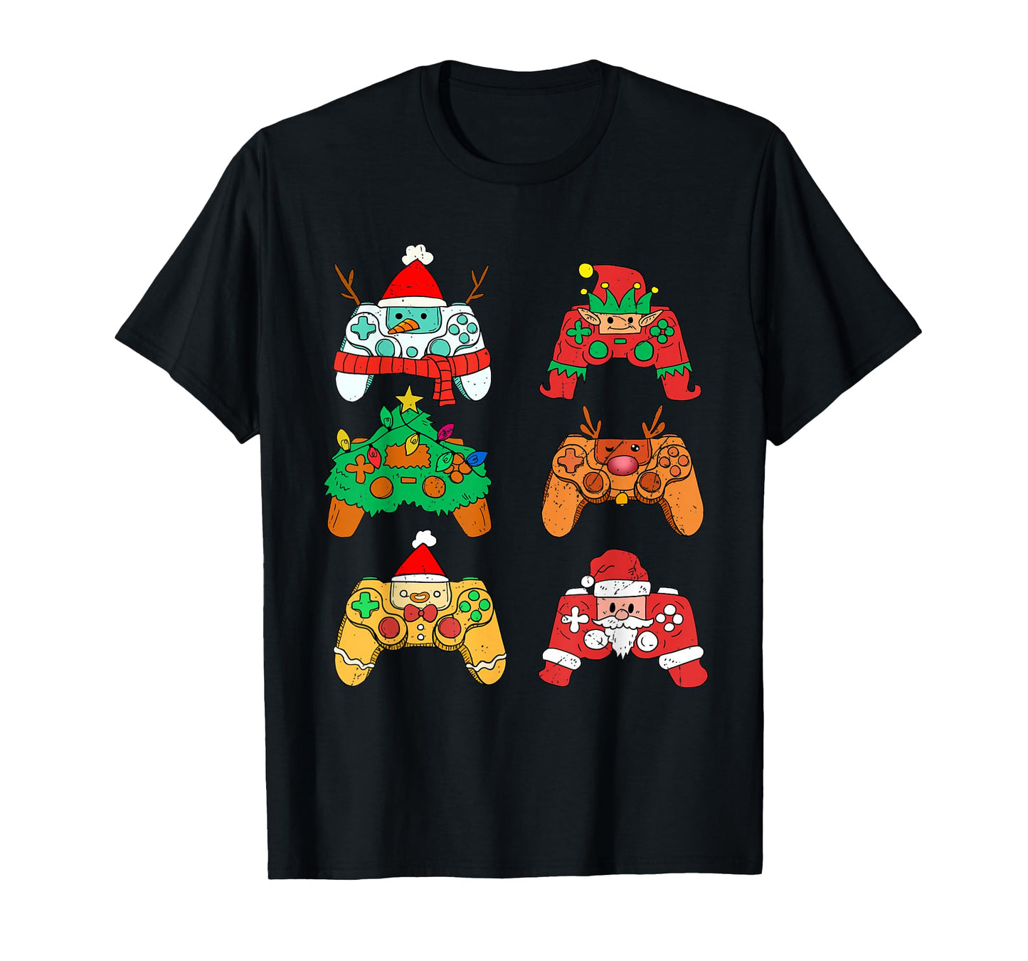 Video Game Christmas Santa Elf Gaming Controllers Gamer Boys T-Shirt