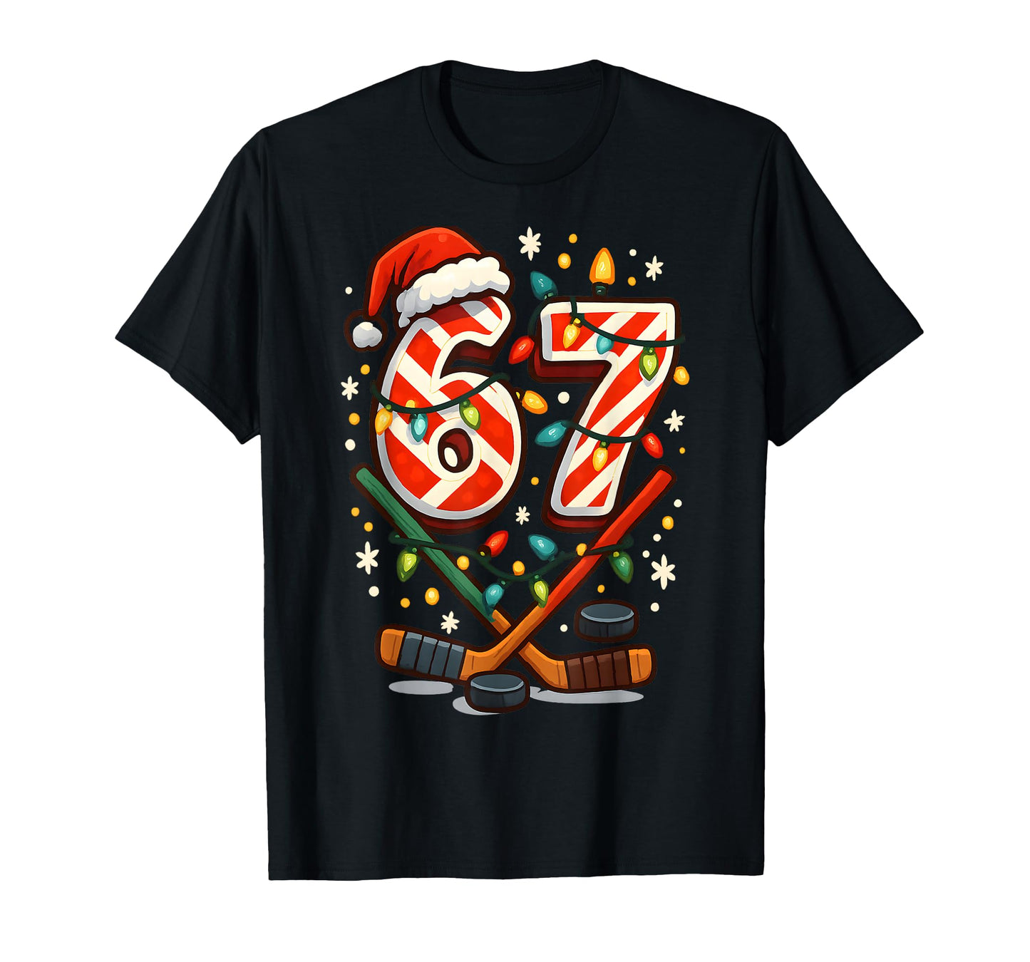 Funny Six Seven Christmas Ice Hockey T-Shirt