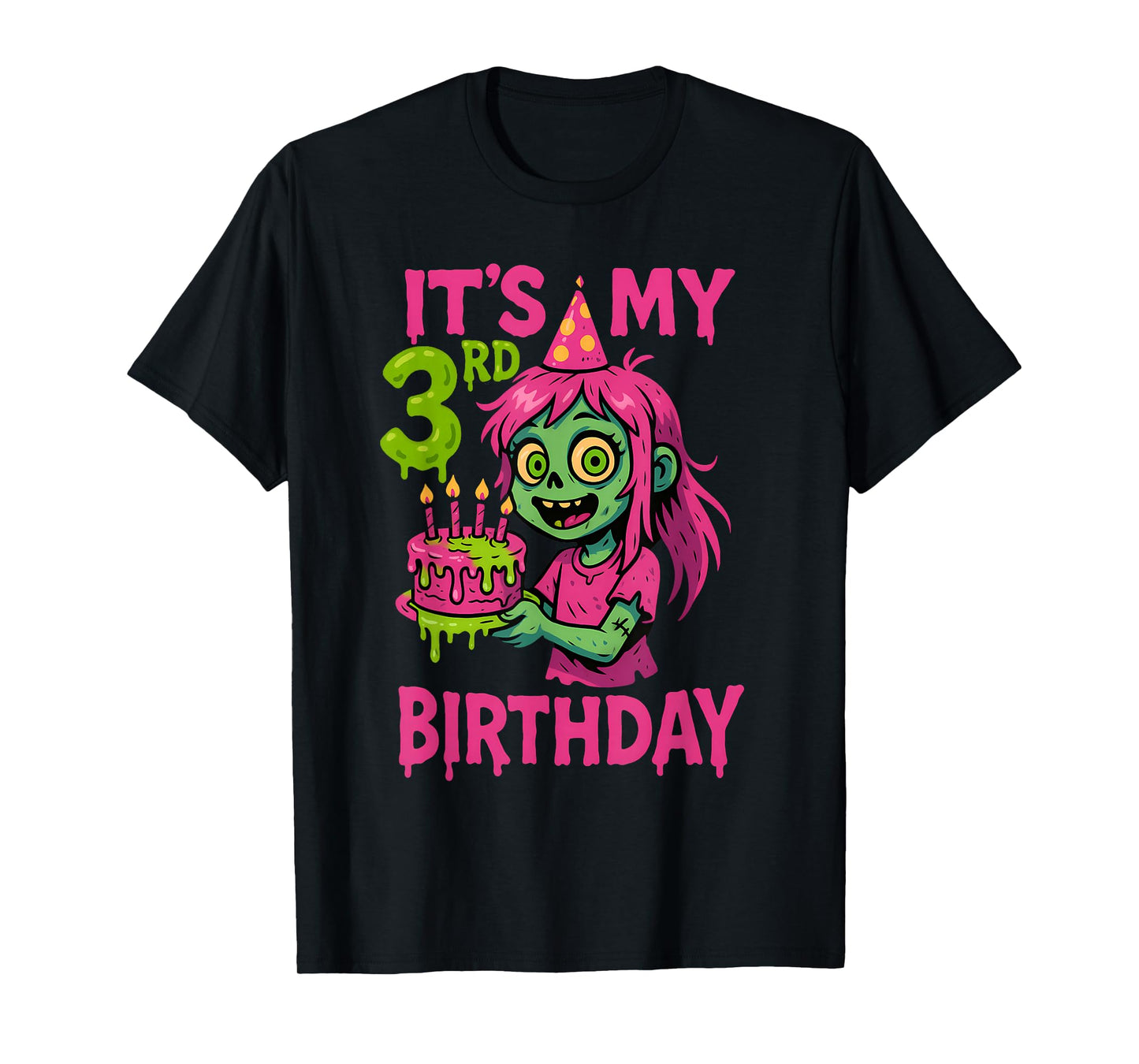 It's My 3rd Birthday Zombie Girl Pink Zombie 3 Year Old Kids T-Shirt