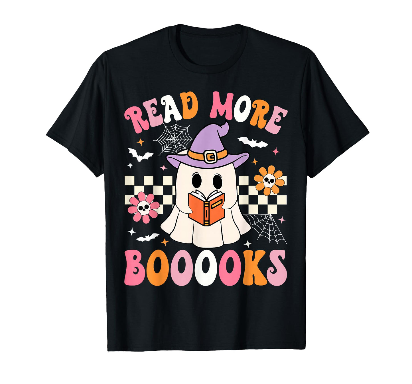 Groovy Booooks Ghost Read More Books Funny Teacher Halloween T-Shirt