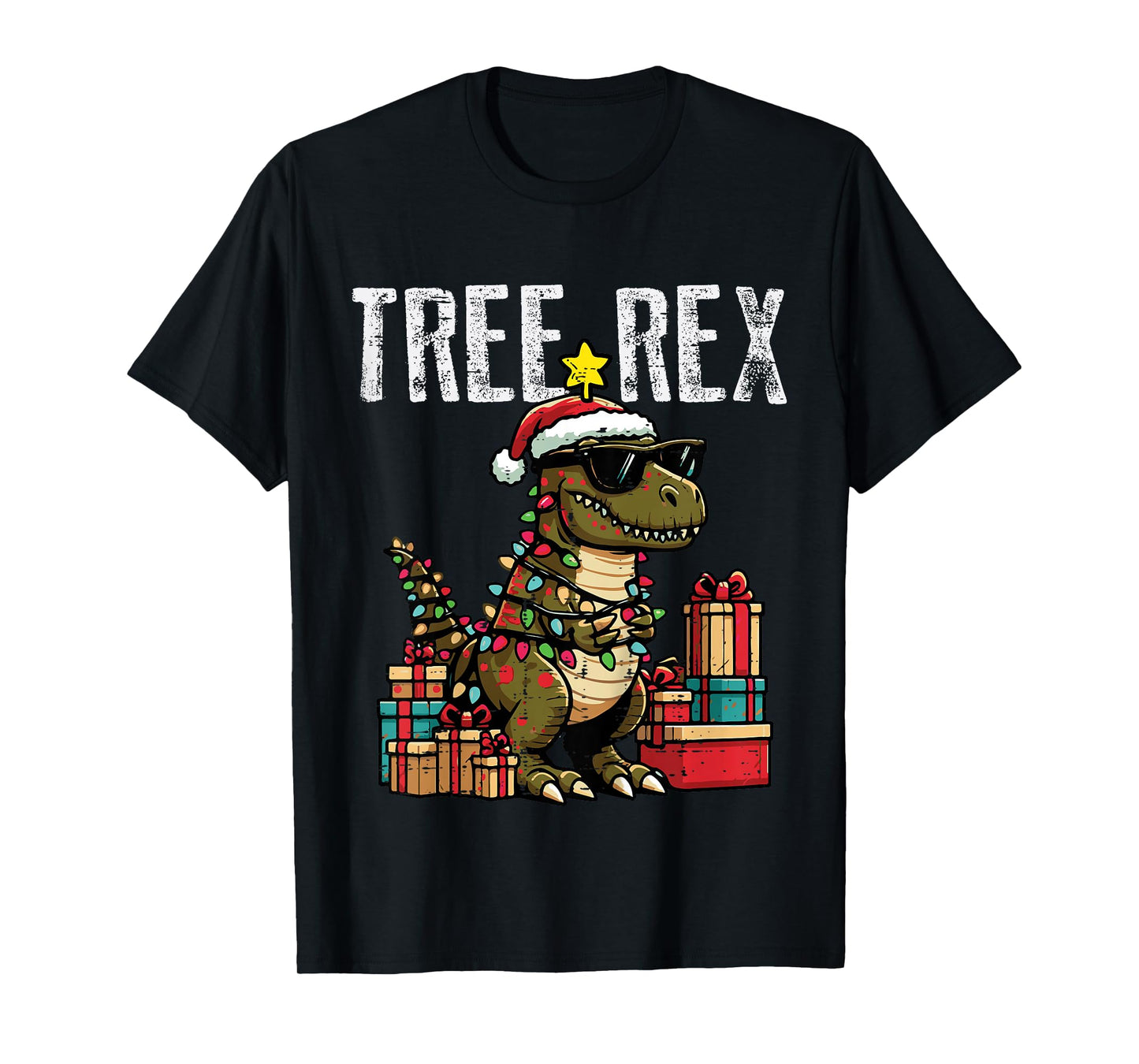 Kids Christmas Dinosaur Tree Rex Xmas Trex Toddler Boys Kid Youth T-Shirt
