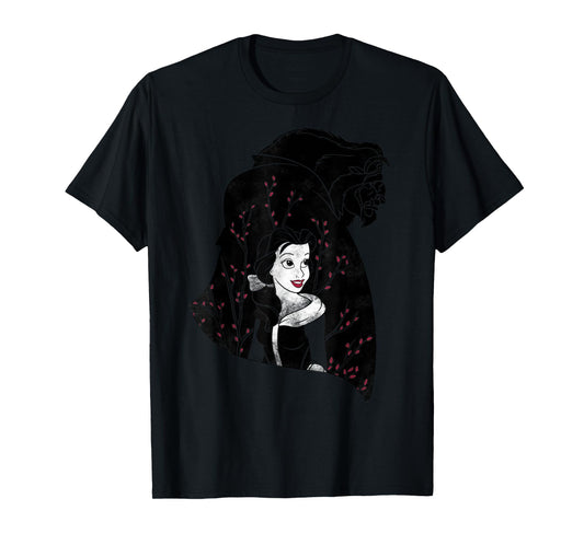 Disney Beauty And The Beast Floral Silhouette T-Shirt T-Shirt