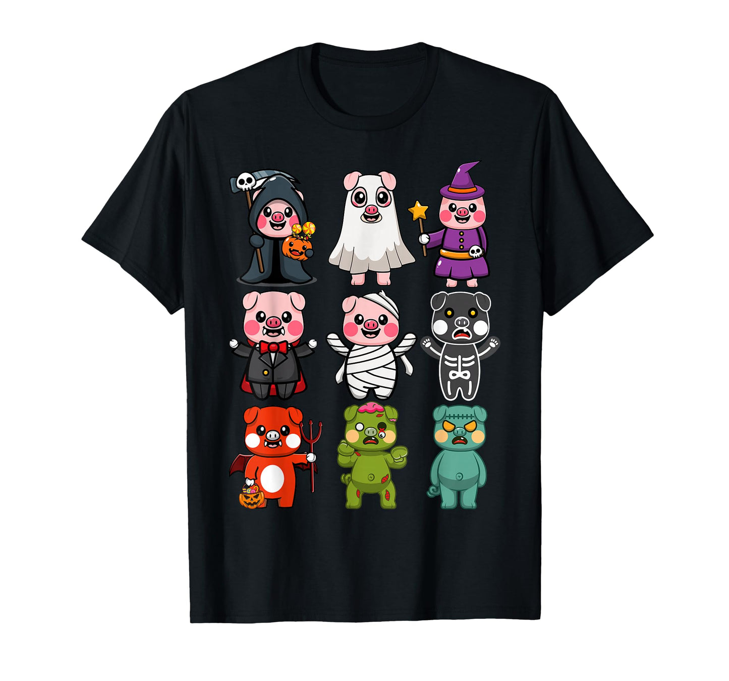 Pig Spooky Ghost Witch Boo-jee Horror Pumpkin Pig Halloween T-Shirt