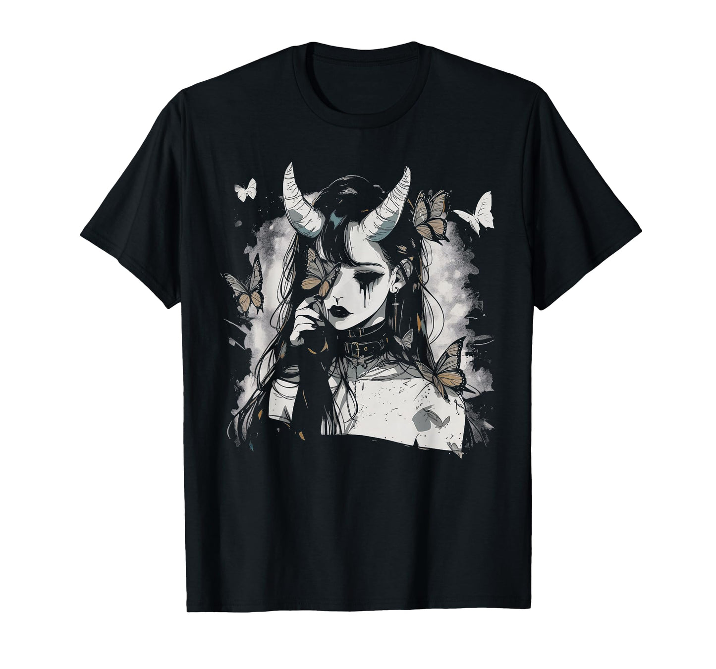 Butterfly Girl Sad Goth Anime Alt Alternative Art Aesthetic T-Shirt