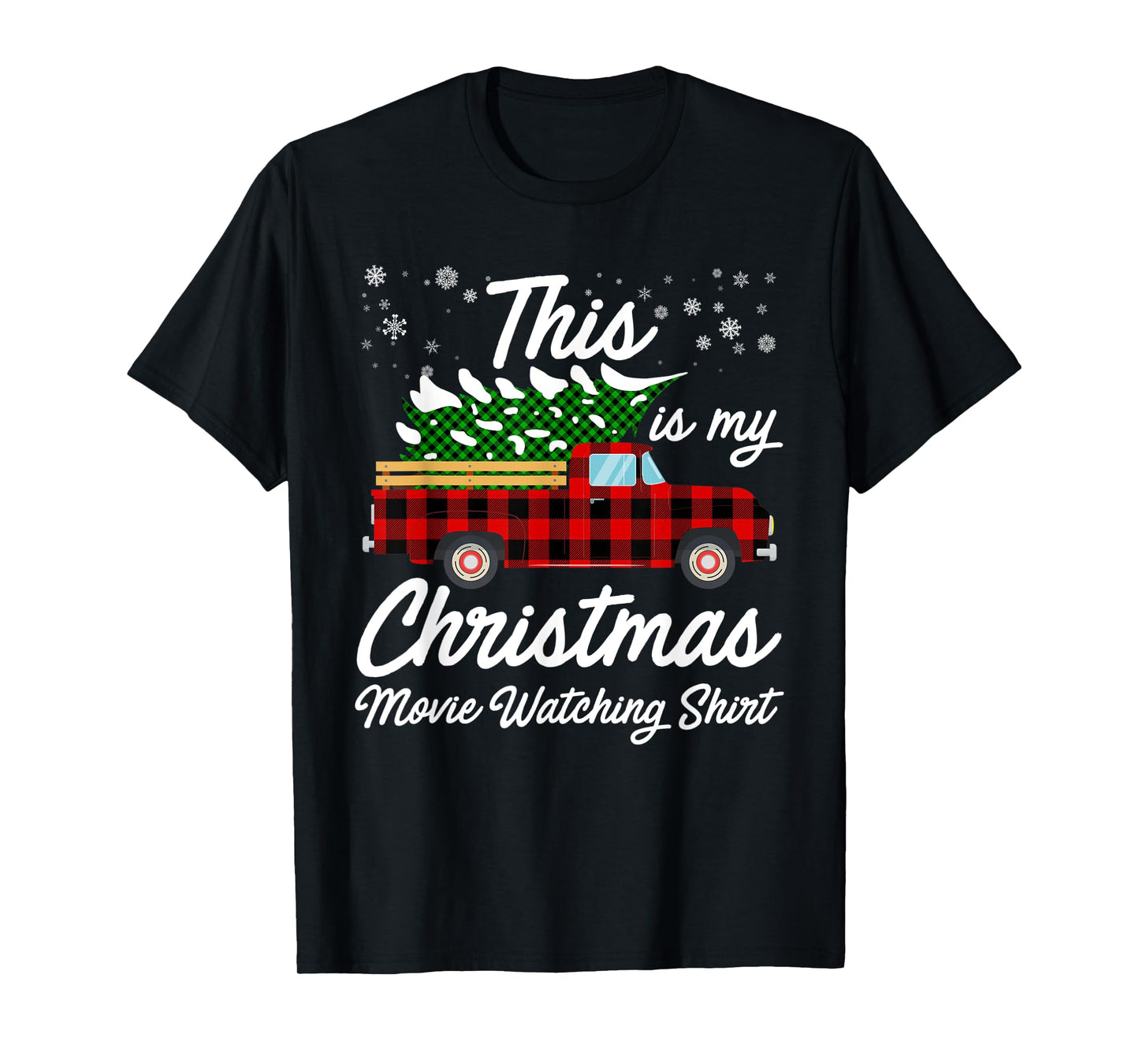 Funny Plaid Christmas This Is My Christmas Movie Watching T-Shirt