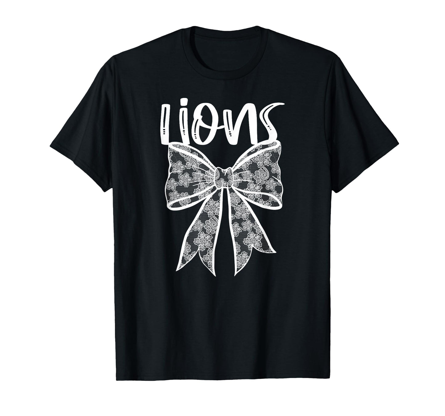 Lions Coquette Aesthetic Girly Team Mascot Lace Bow Preppy T-Shirt