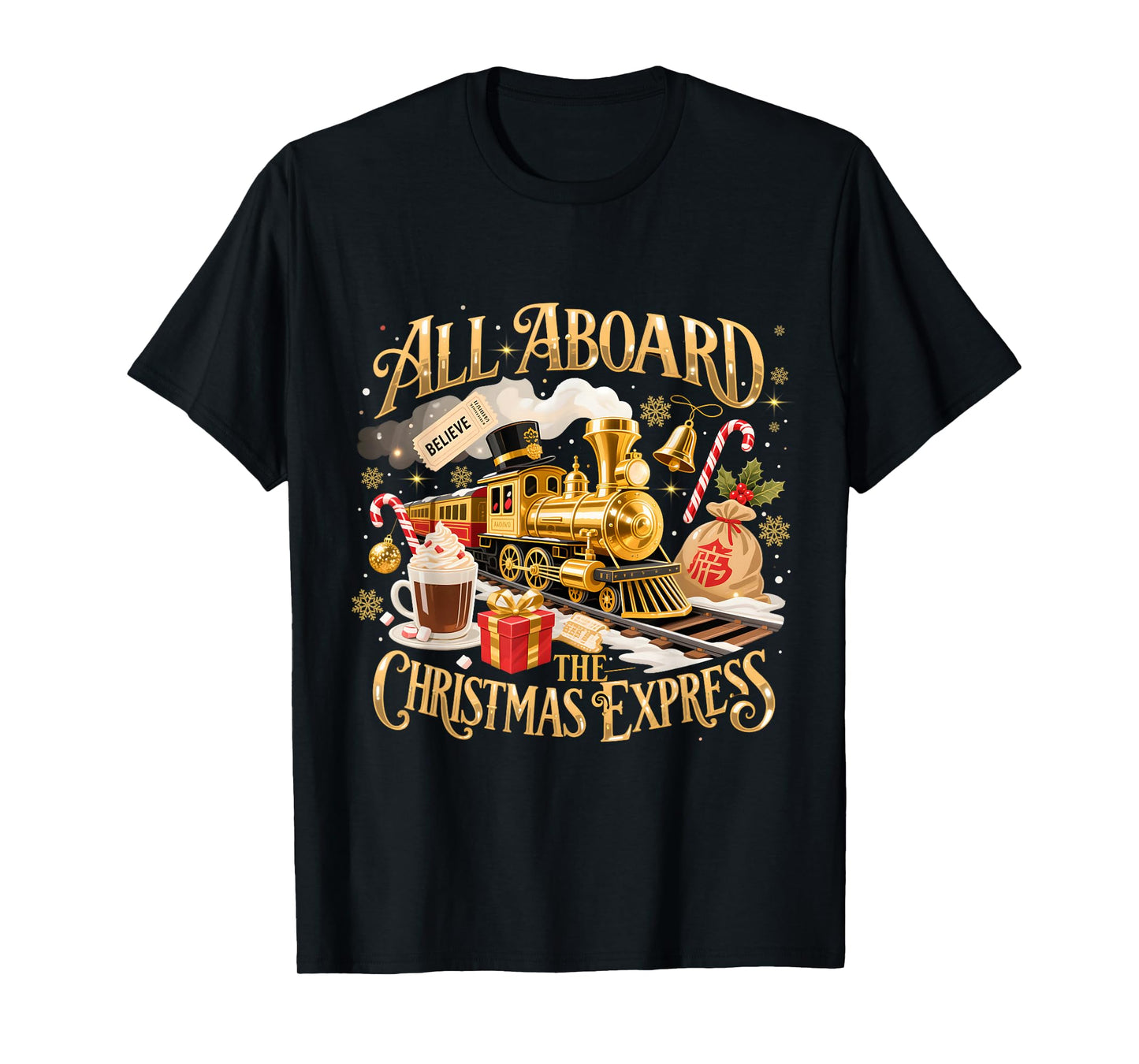 All Aboard The Christmas Express Holiday Train T-Shirt