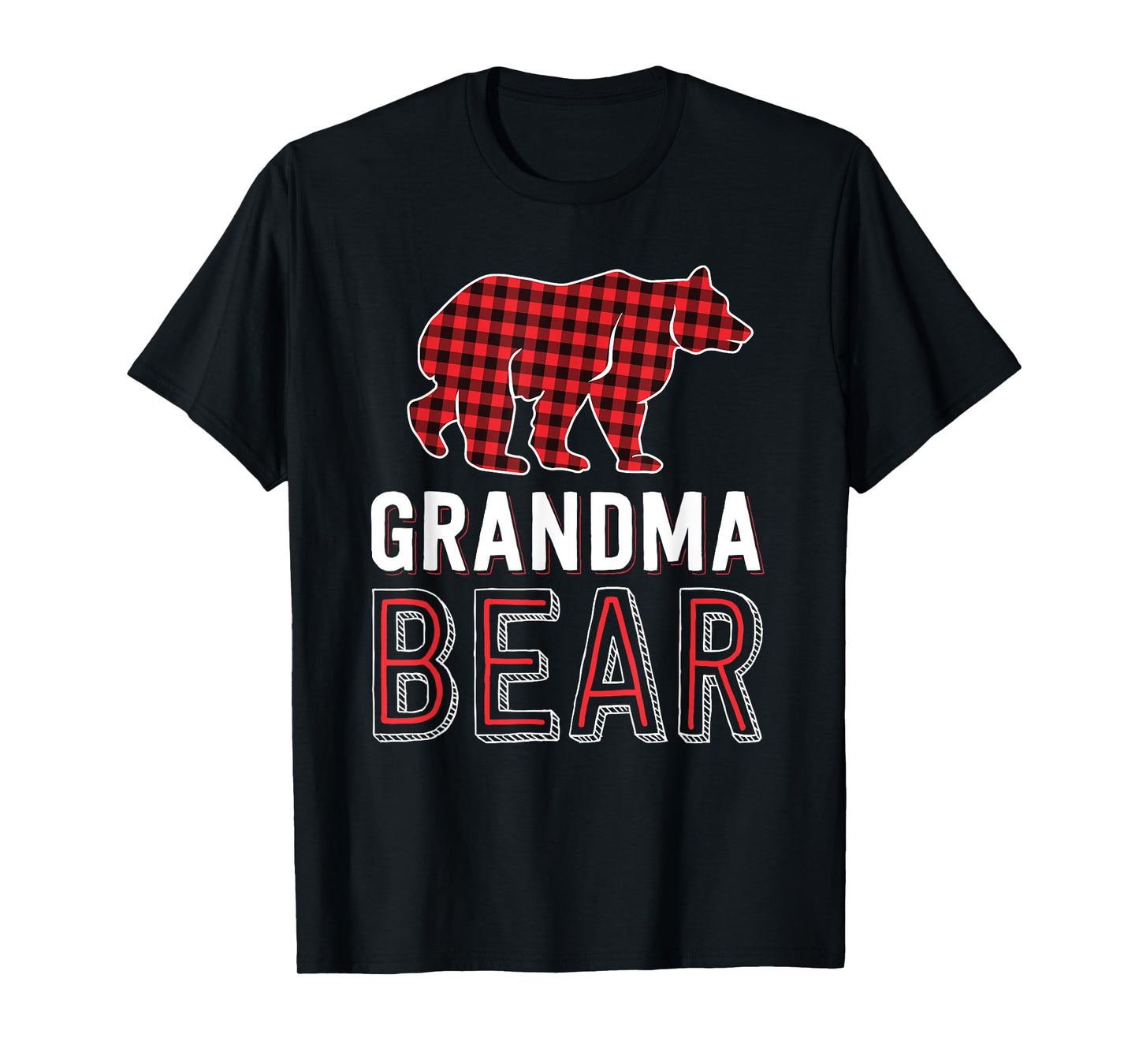 Grandma Bear Red Buffalo Plaid Matching Family Christmas T-Shirt