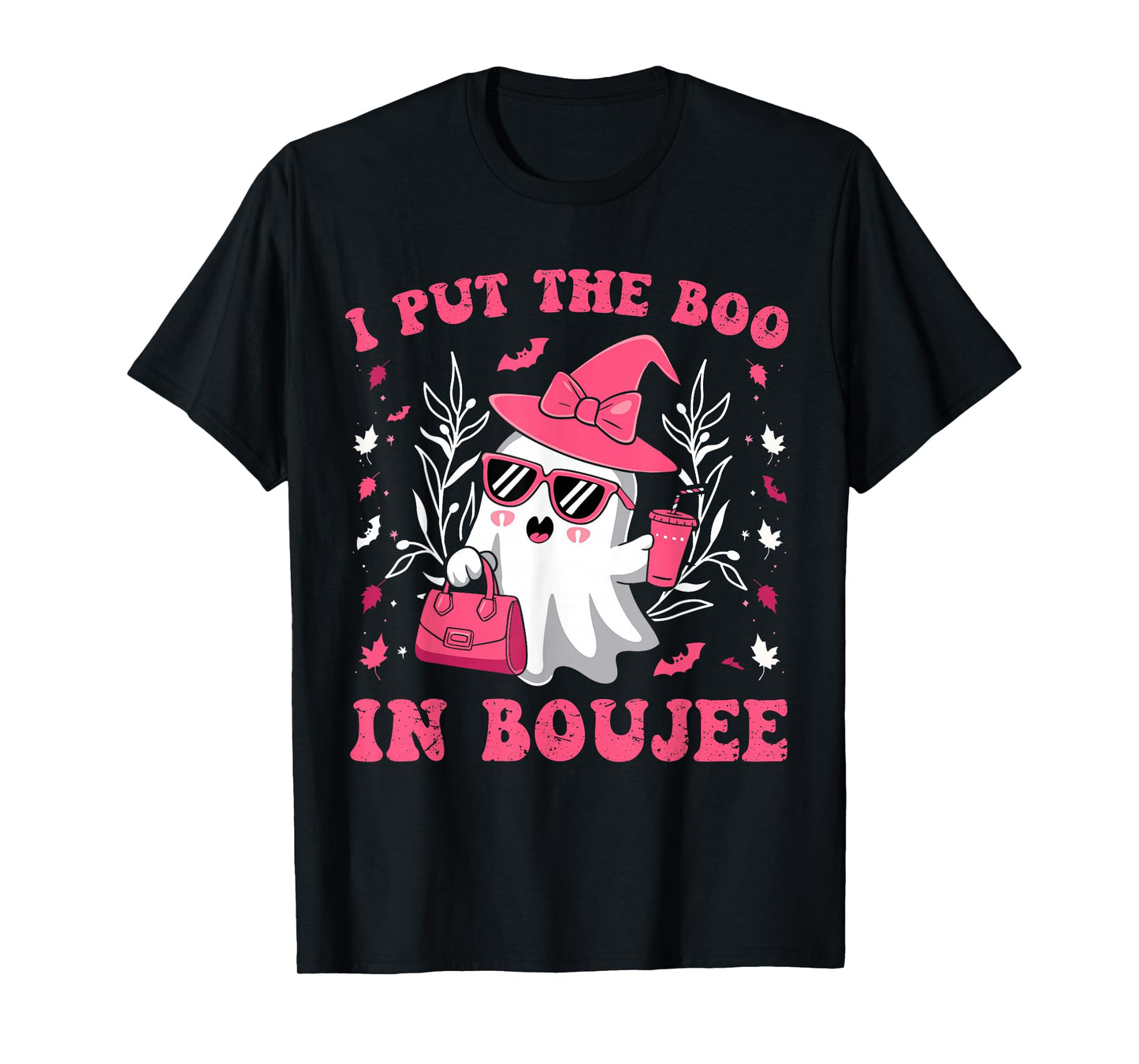 Boujee Boo JEE Spooky Ghost Pink Halloween Pumpkin T-Shirt