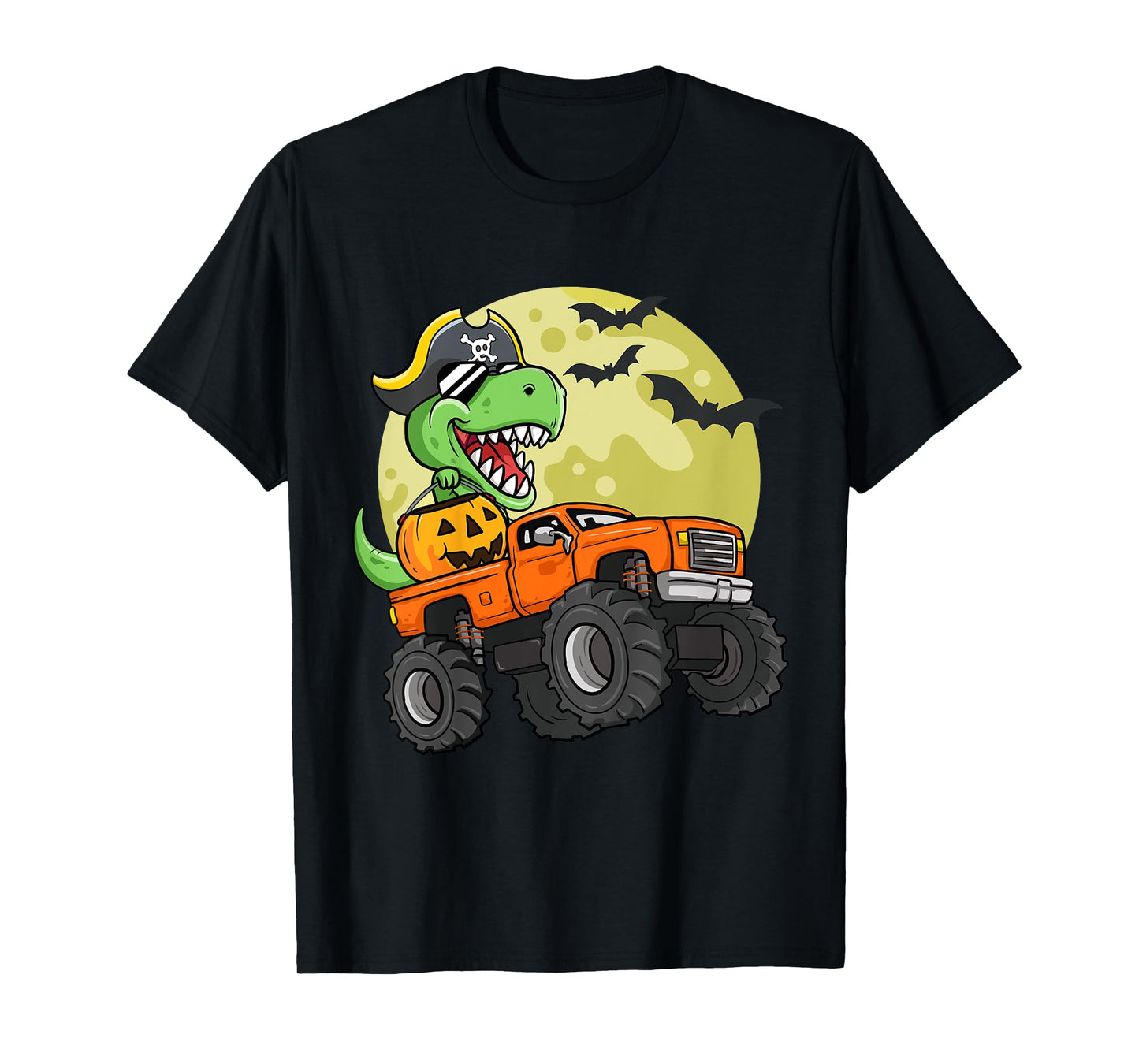Kids Boys Halloween Monster Truck T-Rex Pirate Dinosaur Toddler T-Shirt