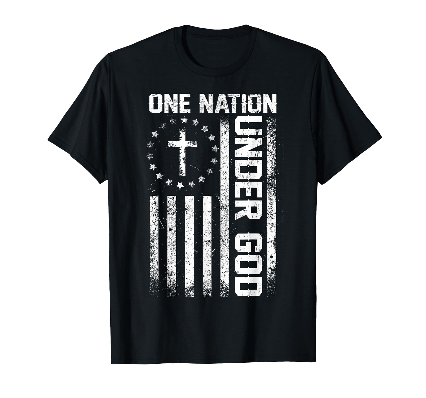 One Nation Under God Flag 4th of July Patriotic Christian T-Shirt