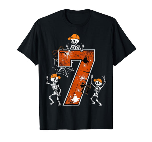 HUGvyn Six Seven Meme 6 7 Halloween Costume Dancing Skeleton T-Shirt