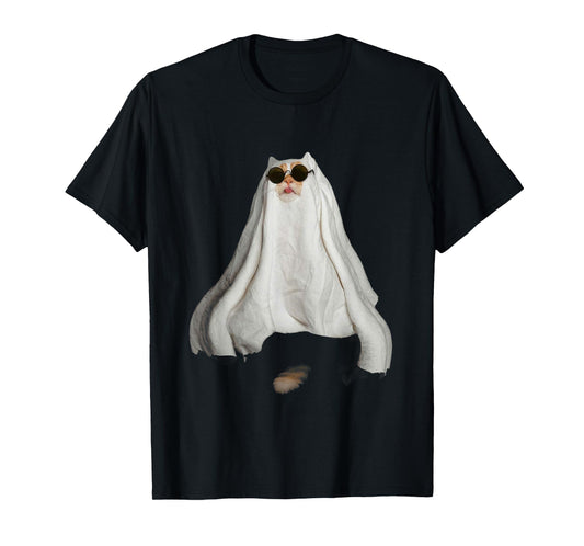 Ghost Cat Meme Funny Halloween Men Women Kids T-Shirt