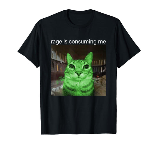 Rage is Consuming Me Silly Staring Alien Cat Meme T-Shirt