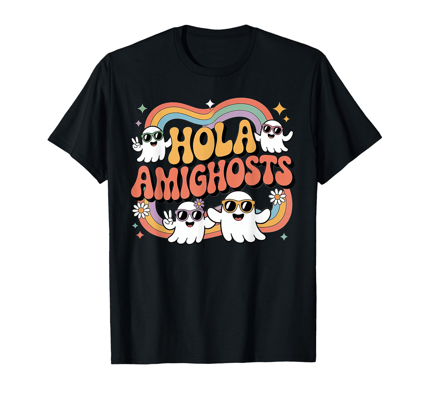 Hola Amighosts Ghost Funny Halloween Costume Spanish Groovy T-Shirt