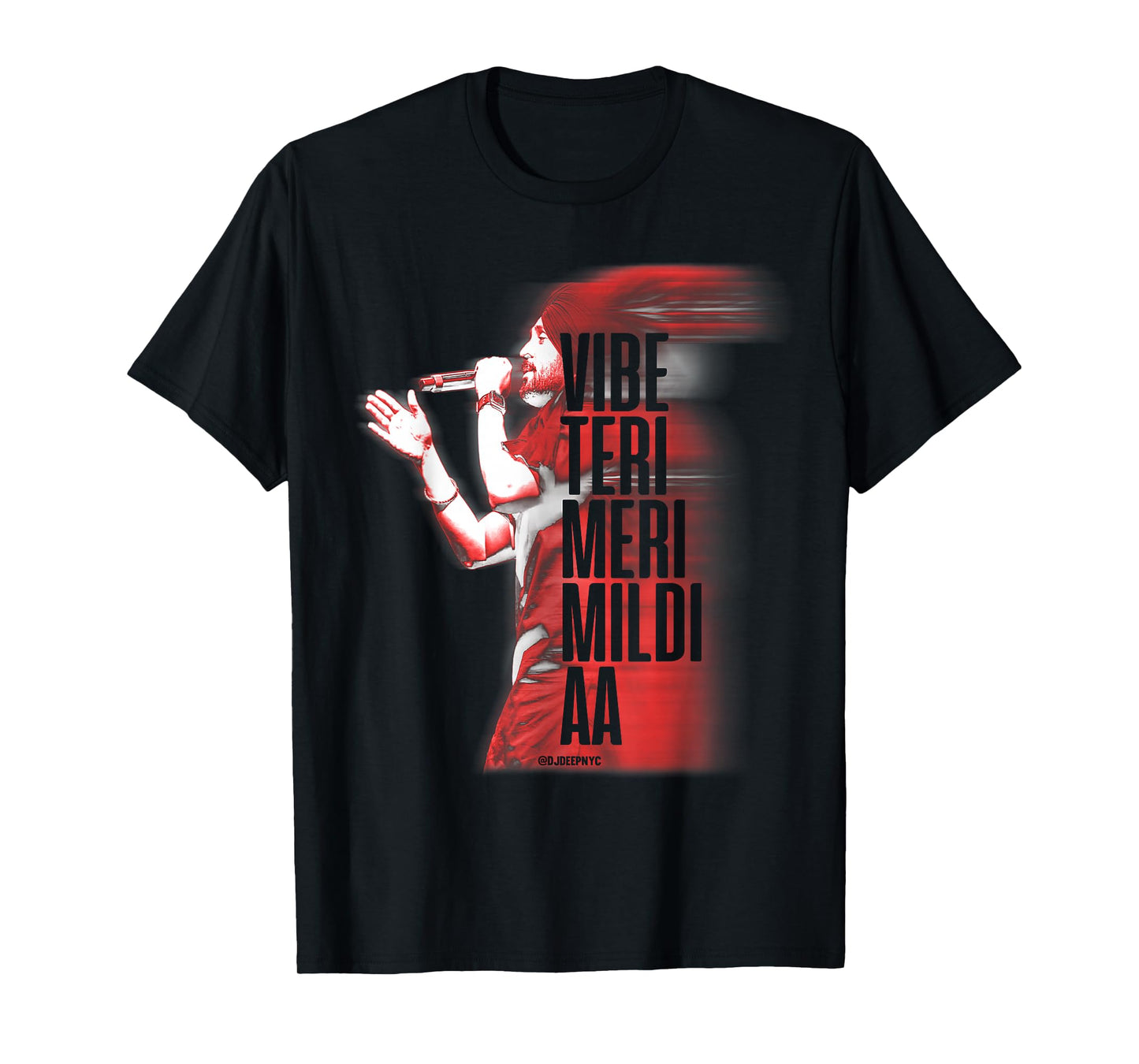 DJ DEEP NYC Vibe Teri Meri Mildi Aa | Desi Apparel | DILJIT T-Shirt, Small, Black