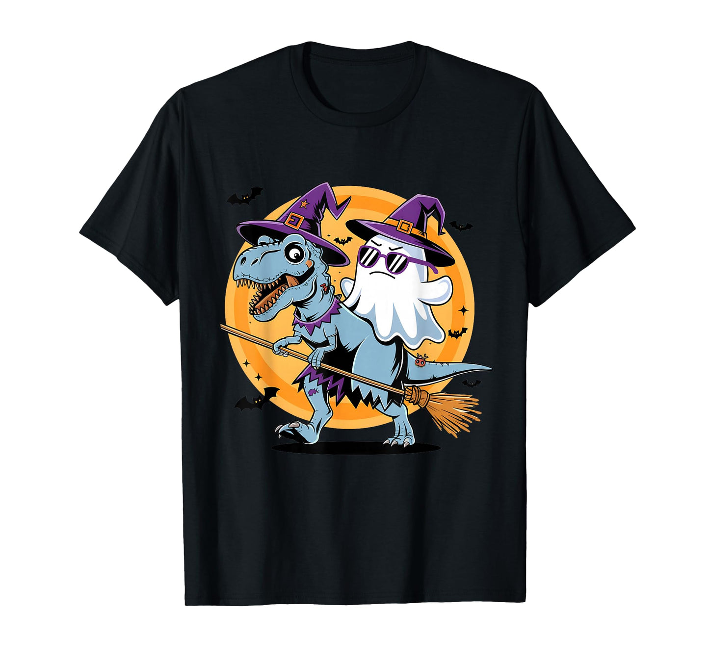 Cute Dinosaur T rex and Ghost for Halloween T-Shirt