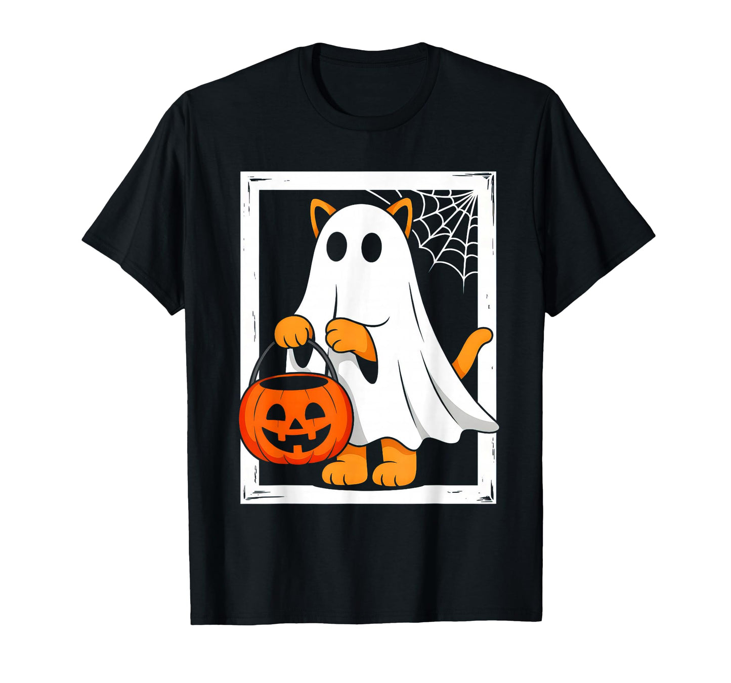Cute Ghost Cat Men Women Kids Halloween Funny Ghost T-Shirt