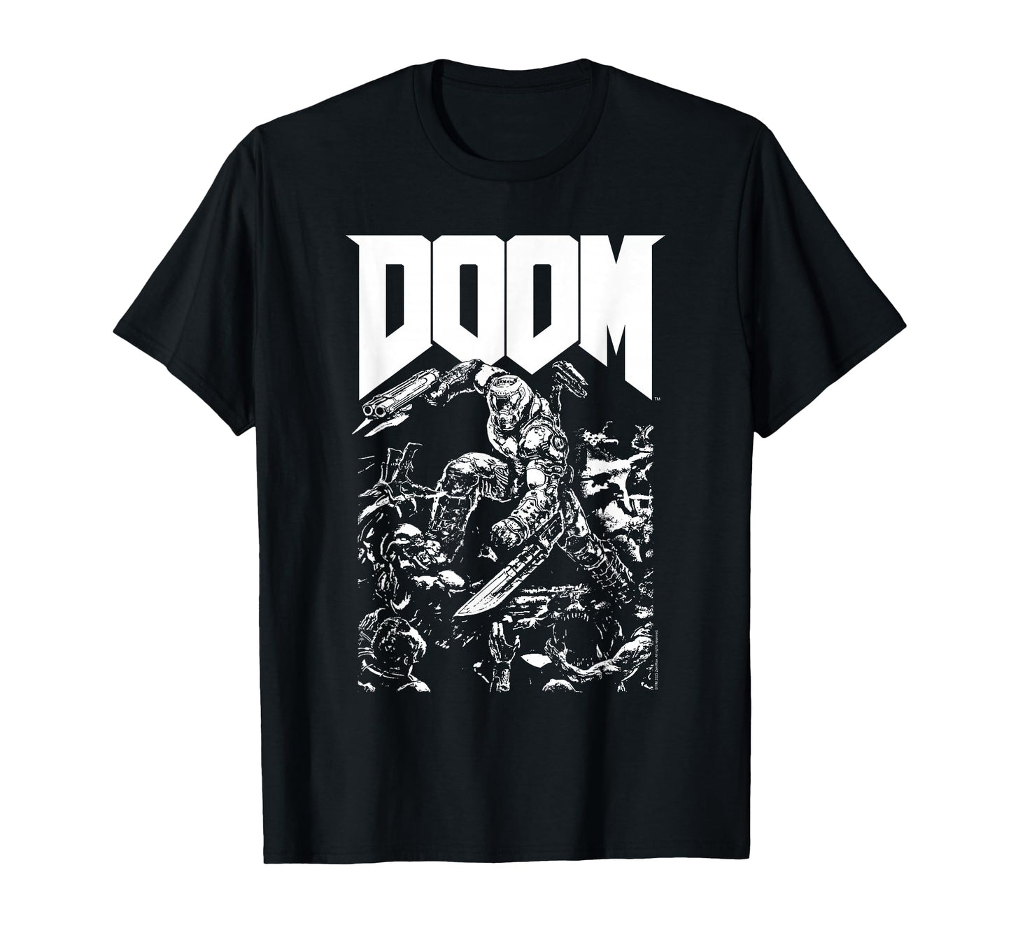 Doom Baron Pixelated Character with Logo Video Game T-Shirt