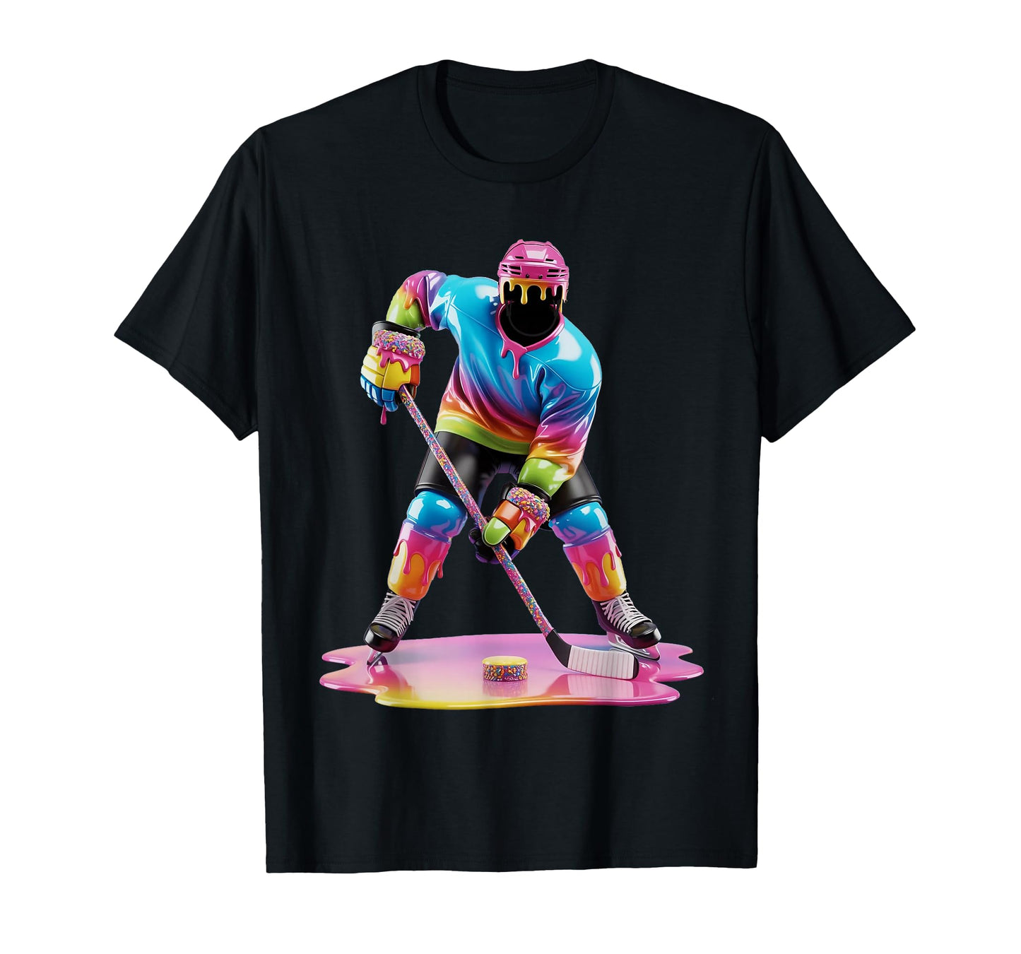 Tie Dye Hockey Drip Boys Youth Kid Ice Cream Dripping Hockey T-Shirt