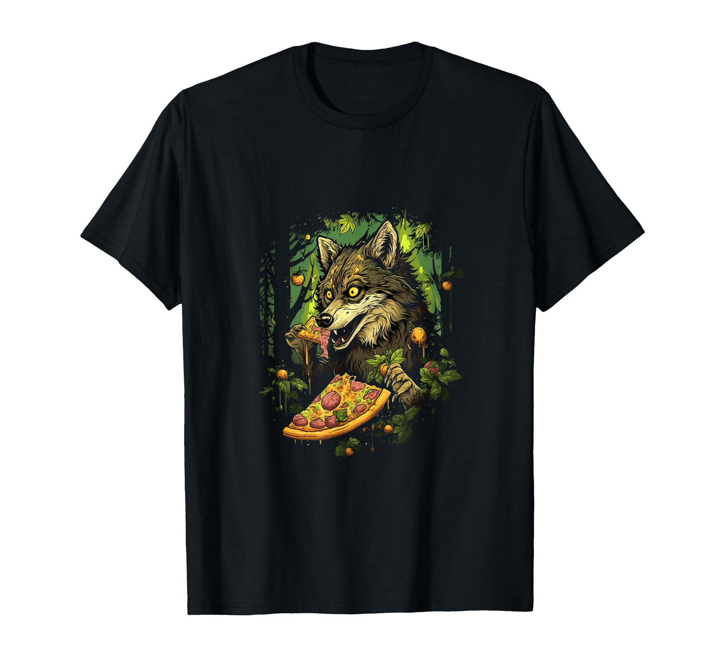 Wolf Eating Pizza Forest Wolves Animal T-Shirt