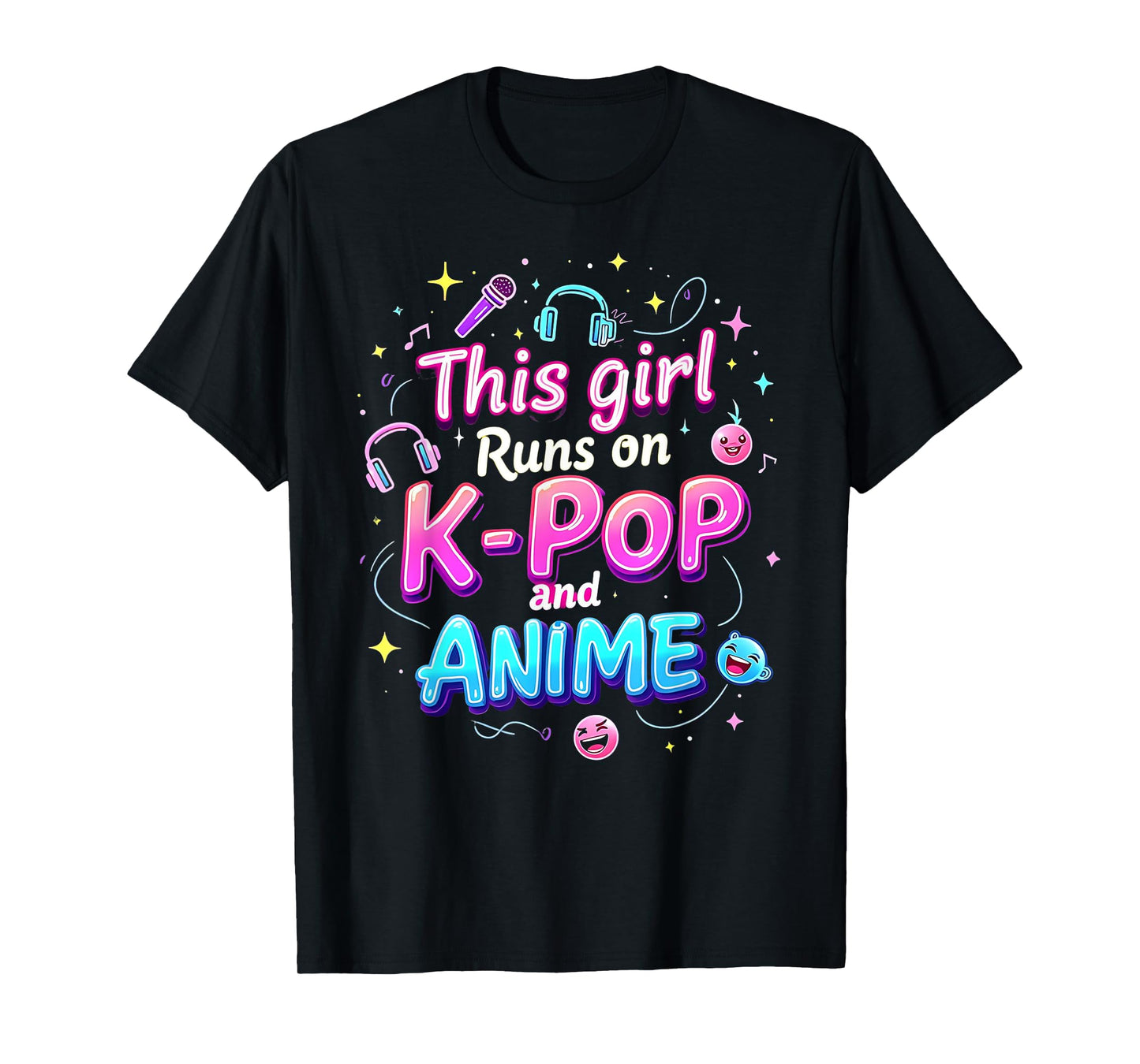 This Girl Runs On K-pop And Anime Cute Fan T-Shirt